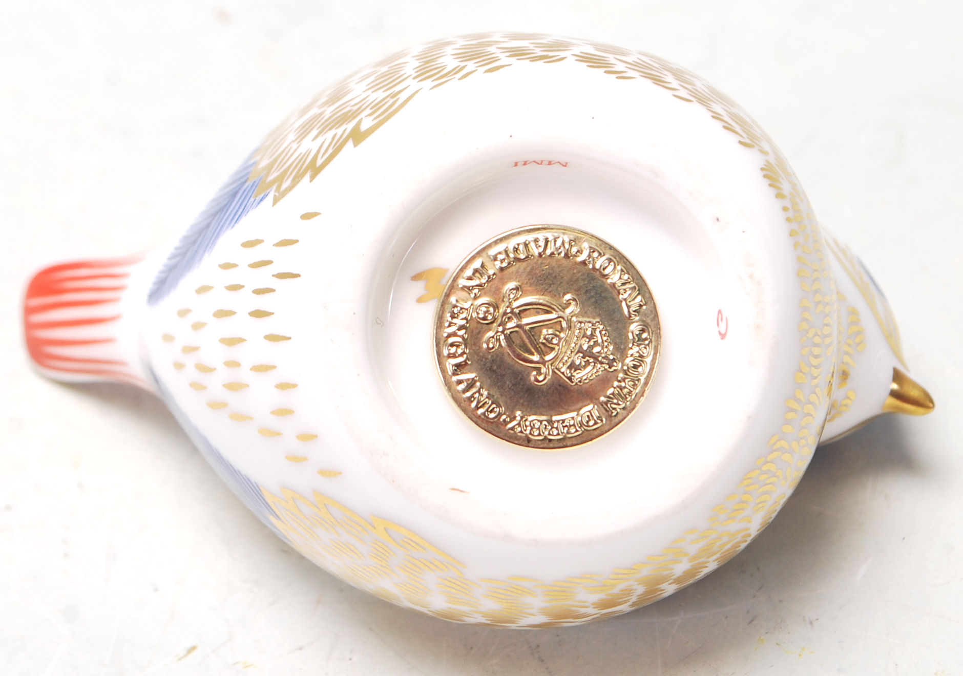 ROYAL CROWN DERBY CERAMIC PAPERWEIGHT WITH GOLD STOPPER - Image 7 of 7