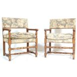 PAIR OF PROVINCIAL FRENCH OAK FAUTEIULS - ARMCHAIRS