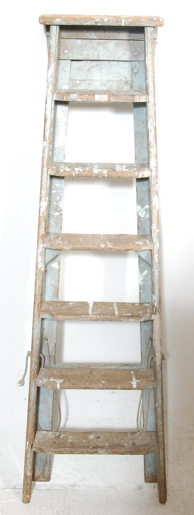 INDUSTRIAL 20TH CENTURY WOODEN FOLDING STEP LADDER - Image 2 of 3