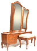 FRENCH WALNUT LOW DRESSING TABLE TRIPTYCH MIRRORS