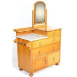 WARING & GILLOW EDWARDIAN OAK AND MARBLE MIRROR STOP WASHSTAND CHEST