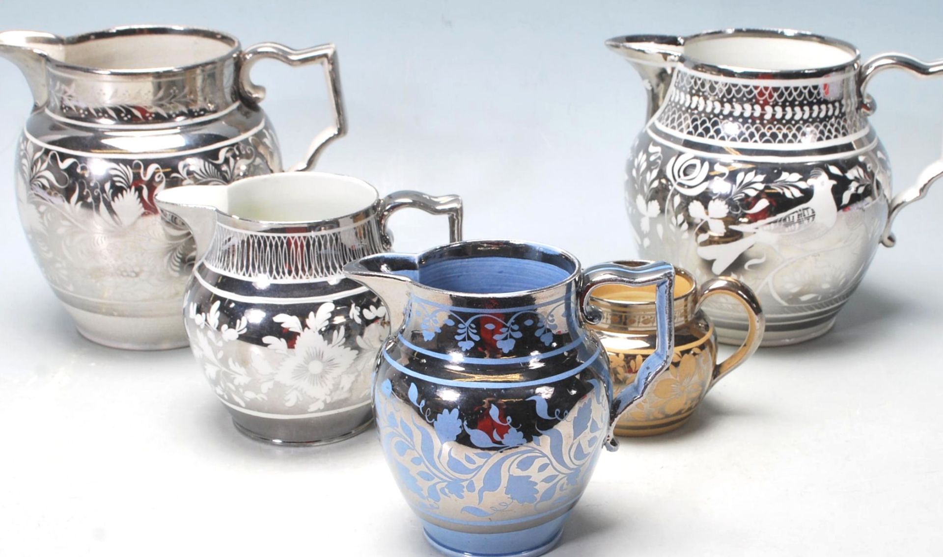 COLLECTION OF VICTORIAN 19TH CENTURY SILVER RESIST LUSTREWARE