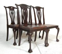 SET 4 GEORGIAN REVIFAL CHIPPENDALE DINING CHAIRS