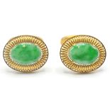 18CT GOLD AND JADE GENTLEMAN'S CUFFINKS