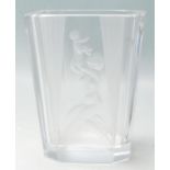 ELME GLASBRUK ART DECO VASE OF TAPERING FORM ETCHED WITH MOTHER AND CHILD