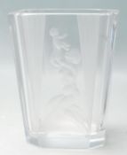 ELME GLASBRUK ART DECO VASE OF TAPERING FORM ETCHED WITH MOTHER AND CHILD