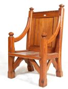 EARLY 20TH CENTURY HAND CARVED OAK GOTHIC STYLE CHAIR