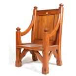 EARLY 20TH CENTURY HAND CARVED OAK GOTHIC STYLE CHAIR