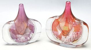 MICHAEL HARRIS - ISLE OF WIGHT GLASS PAIR FISH VASES