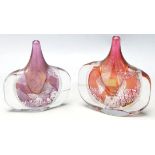 MICHAEL HARRIS - ISLE OF WIGHT GLASS PAIR FISH VASES