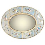 RETRO 20TH CENTURY OVAL MIRROR WITH HAND PAINTED PANELS