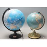 TWO RETRO VINTAGE DESKTOP GLOBES