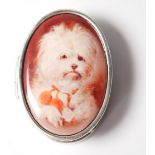 A STAMPED 925 SIOLVER PILL POT HAVING A DOG PANEL ATOP.