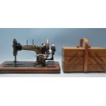 RETRO VINTAGE EARLY 20TH CENTURY SEWING MACHINE AND BOX