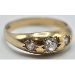 9CT GOLD AND WHITES STONE GYPSY RING