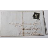 VICTORIAN 1D PENNY BLACK STAMP ON COVER