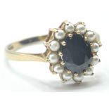 9CT GOLD BLUE STONE AND SAPPHIRE RING
