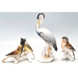 THREE KARL ENS PORCELAIN FIGURINES OF BIRDS WITH MAKER STAMP UNDERSIDE