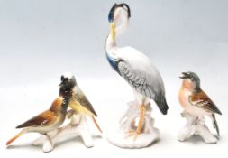 THREE KARL ENS PORCELAIN FIGURINES OF BIRDS WITH MAKER STAMP UNDERSIDE