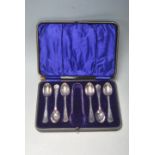 A SET OF SIX 1908 SILVER HALLMARKED TEASPOONS