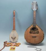 VINTAGE MARQUETRY INLAID LUTE AND MANDOLIN