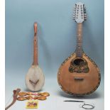 VINTAGE MARQUETRY INLAID LUTE AND MANDOLIN