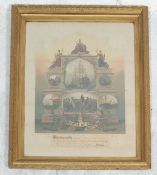 A VICTORIAN FRAMED PICTORIAL CERTIFICATE FOR THE HEART OF OAK SOCIETY