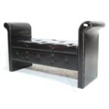 RETRO CONTEMPORARY BLACK LEATHER OTTOMAN BOX CHEST