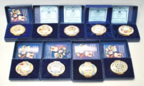 SEVEN 1980’S HALCYON DAYS EAMELS / BILSTON & BATTERSEA ENAMELS TRINKETS BOXES