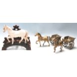 VINTAGE BRASS HORSE FIGURINES AND HORSE FIGURINE