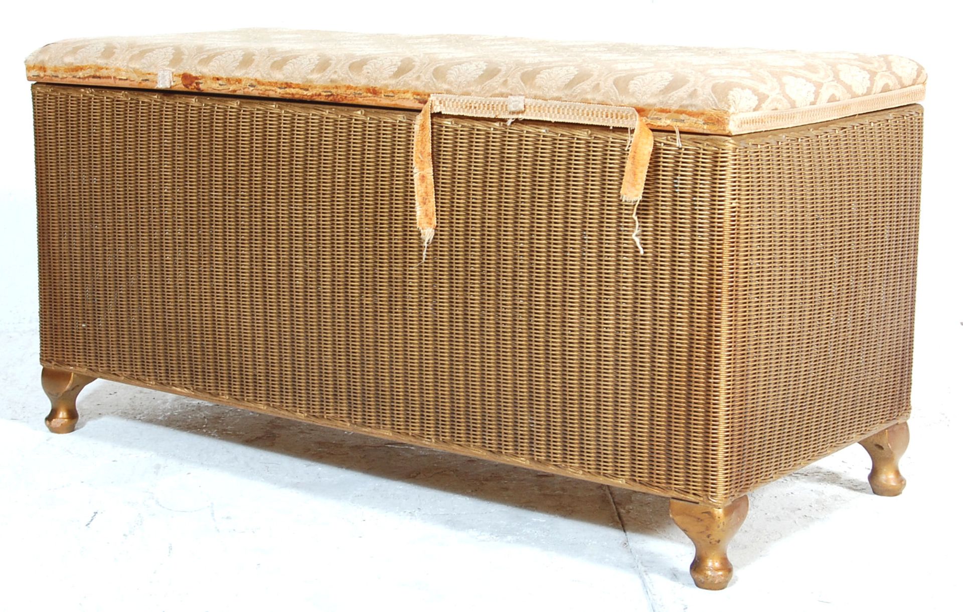 MID CENTURY LLOYD LOOM OTTOMAN AND LAUNDRY BASKET