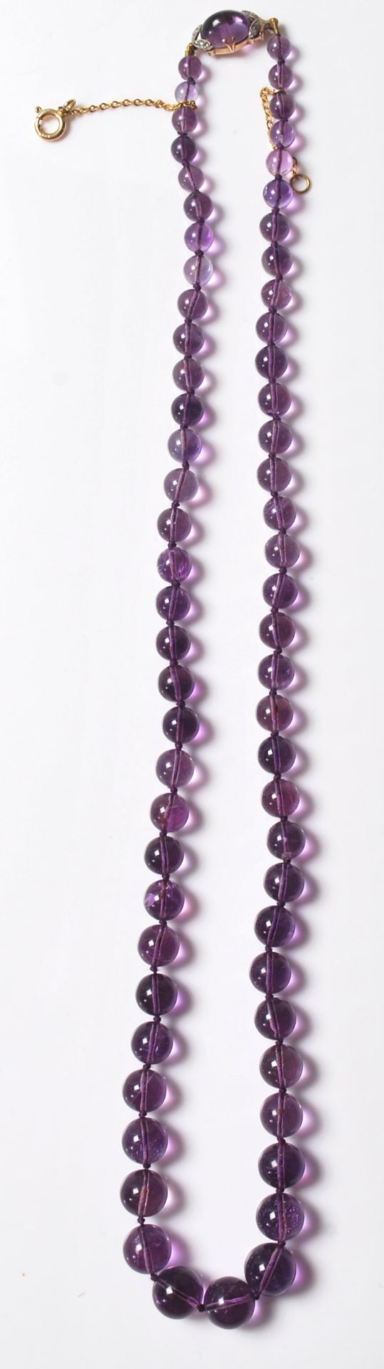 EDWARDIAN AMETHYST BEADED NECKLACE WITH DIAMOND CLASP