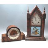 VICTORIAN GINGERBREAD CLOCK AND ART DECO MANTEL CLOCK