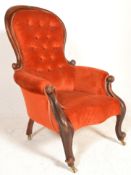 VICTORIAN 19TH CENTURY SPOON BACK ARMCHAIR