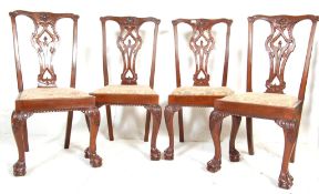 FOUR CHIPPENDALE REVIVIAL DINING CHAIRS