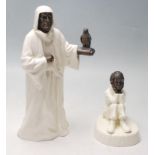 A PAIR OF MINTON FINE BONE CHINA PORCELAIN AND BRONZE FIGURINES - THE SHEIKH - SPELLBOUND