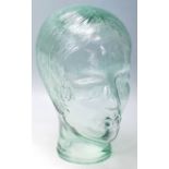 RETRO 20TH CENTURY SHOP ADVERTISING FEMALE GLASS HEAD WITH ART DECO FUTURES