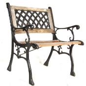 RETRO 20TH CENTURY CAST IRON BENCH WITH SCROLL DECORATION