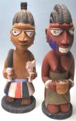 A PAIR OF VINTAGE 20TH CENTURY YORUBA CARVED WOODEN FIGURINES