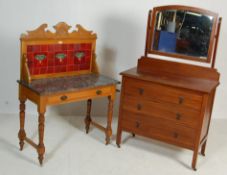 VICTORIAN SATIN WALNUT ART NOUVEAU WASHSTAND