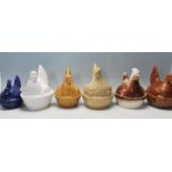 SIX RETRO CERAMIC HEN ON NEST EGG BASKETS