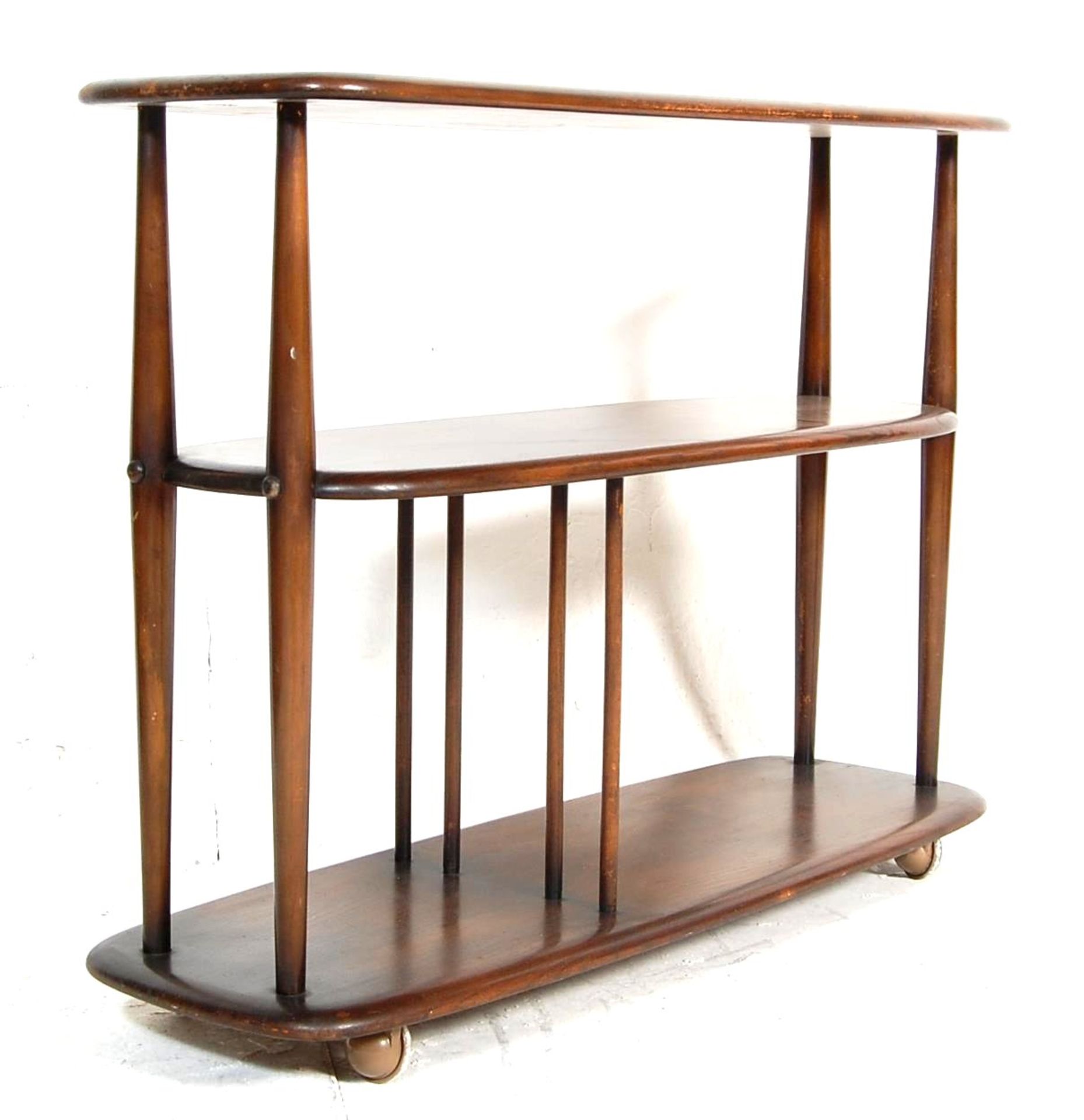 LUCIAN ERCOLANI - ERCOL -MODEL 361 BEECH AND ELM BOOKCASE TROLLEY