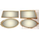 FOUR ANTIQUE STYLE WALL HANGING MIRRORS WITH GILDED FRAME