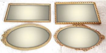 FOUR ANTIQUE STYLE WALL HANGING MIRRORS WITH GILDED FRAME