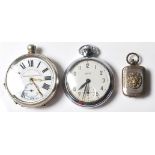 TWO VINTAGE WHITE METAL POCKET WATCHES WITH WHITE DIAL