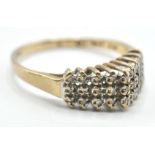 9CT GOLD AND WHITE STONE CLUSTER RING