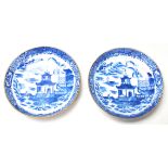 TWO 19TH CENTURY CHINESE REPUBLIC PERIOD BLUE AND WHITE PLATES.