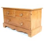 ANTIQUE STYLE COUNTRY PINE LOW CHEST OF DRAWERS