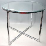 RETRO VINTAGE STYLE CHROME SIDE LAMP TABLE OF CHROME AND GLASS CONSTRUCTION