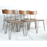 A SET OF SIX VINTAGE 20TH CENTURY METAL AND PLYWOOD DINING CHAIRS